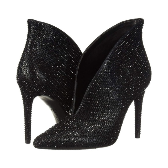 Jessica Simpson Shoes - JESSICA SIMPSON LASNIA CRYSTAL PLUNGING V VAMP HEELED POINTY TOE BOOTS